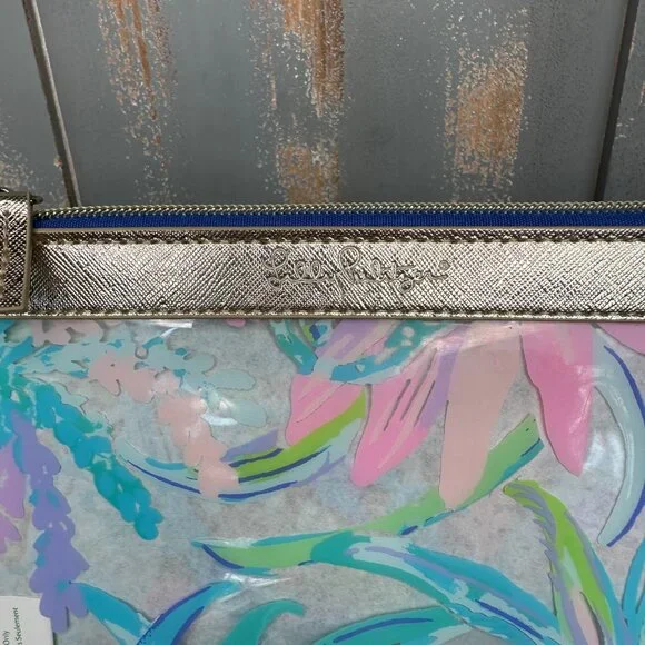 Lilly Pulitzer Clear Zip Top Pouch Travel Cosmetic Sweet Escape - Picture 2 of 10